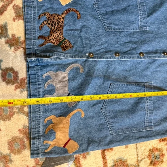 Vtg Torpedo International Blue Jean Denim Button Up Jumper Retro Pockets CATS S - Picture 8 of 8